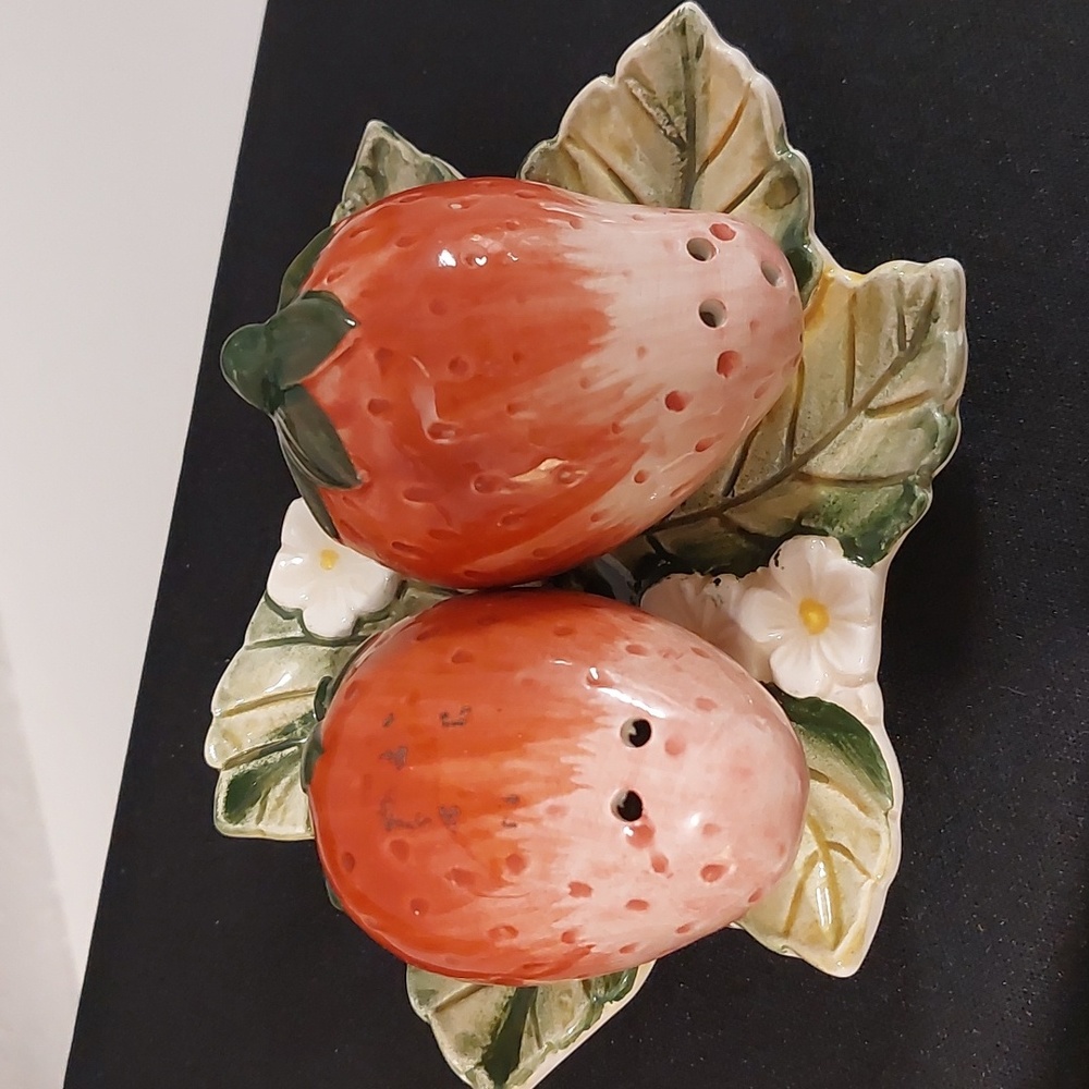 Takahashi San Francisco Salt and Pepper Shakers - Novelty Strawberry Patch